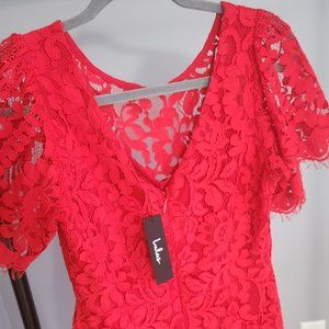Lulu's Pearson Red Lace Short Sleeve Dress